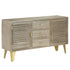 Rustika Rowe -  Drawer Cabinet Solid Mango Wood Grey with Brass 140x40x80 cm